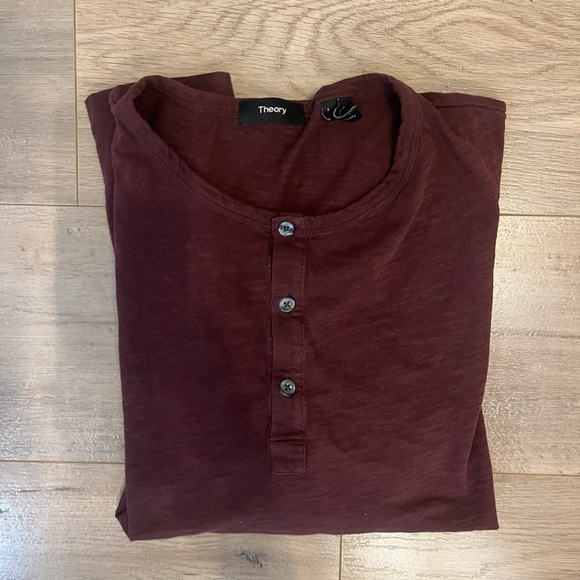 Men’s Theory Short Sleeve Button Down Burgundy/Burnt Red Shirt - Picture 2 of 4